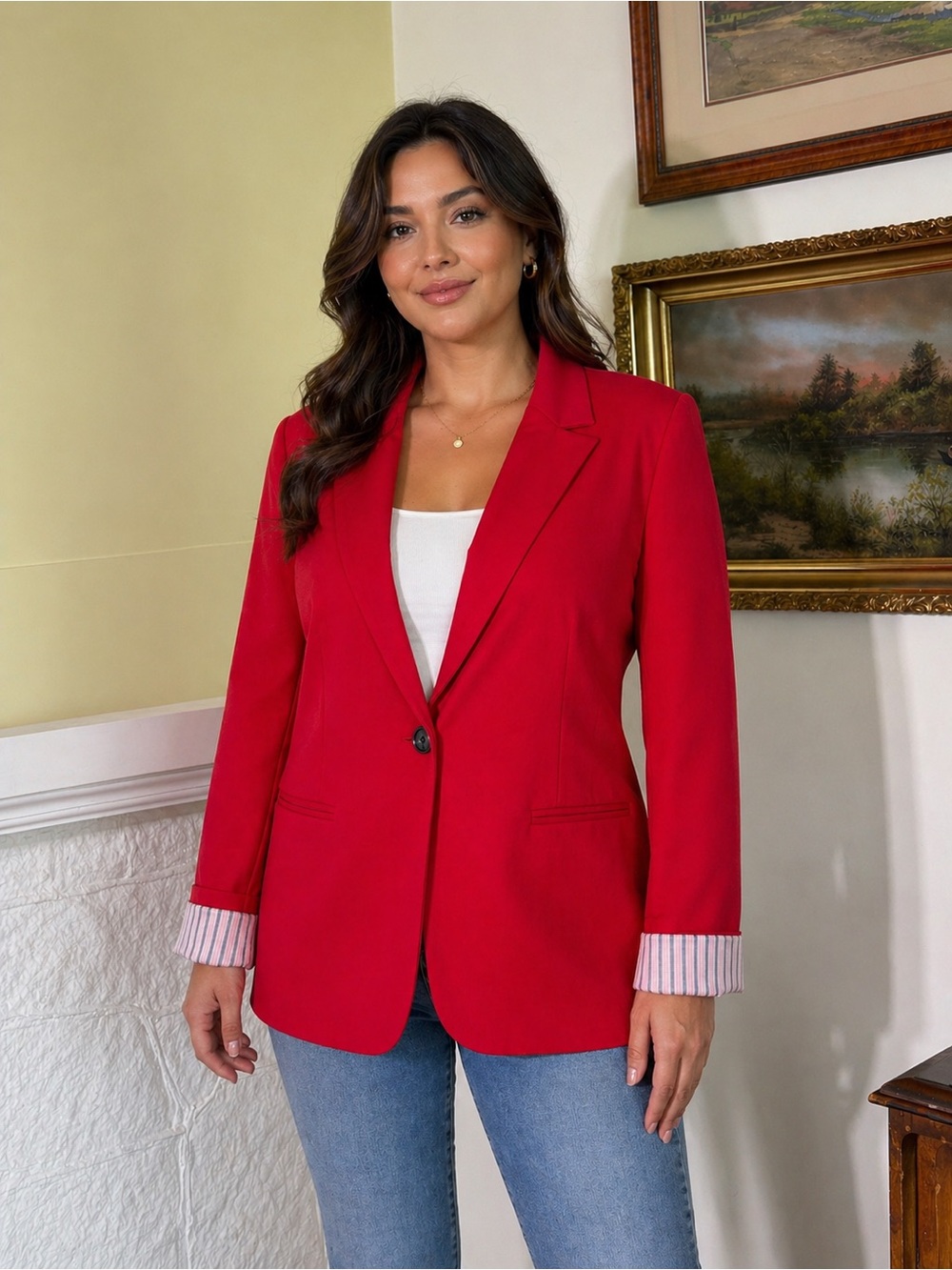 Forever 21+ Red Single Breasted Suit Coat Jacket Size 1X